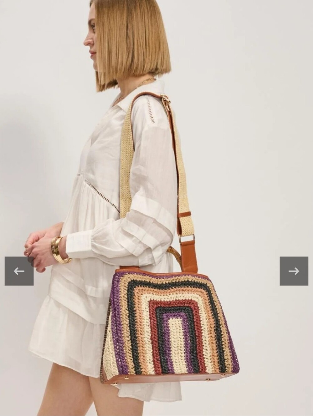 Mode LUXE KALANI Multicolor Woven Straw Tote with Bamboo Handles